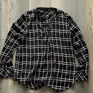 Banana Republic Black and White Checkered Blouse